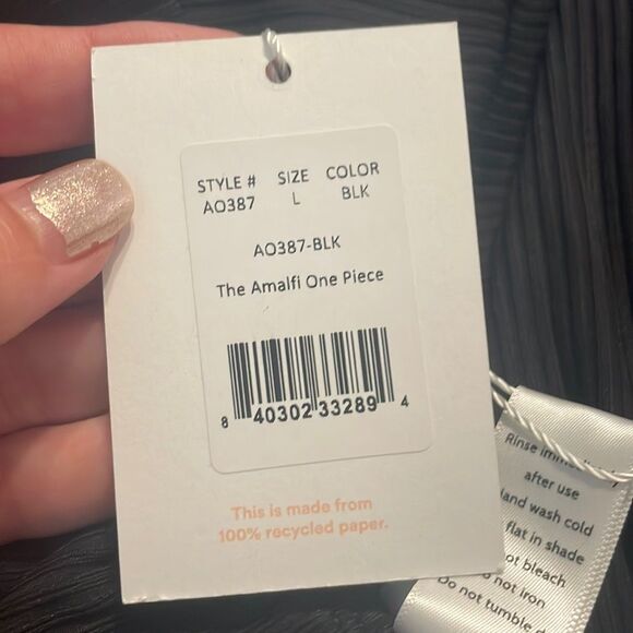 Andie The Amalfi One Piece Swimsuit Rib Black size L NWT - Picture 5 of 7